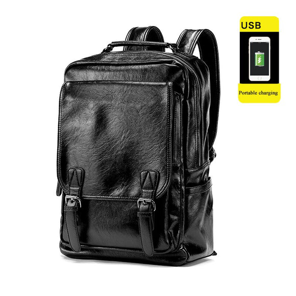 Soft PU Leather USB Backpack